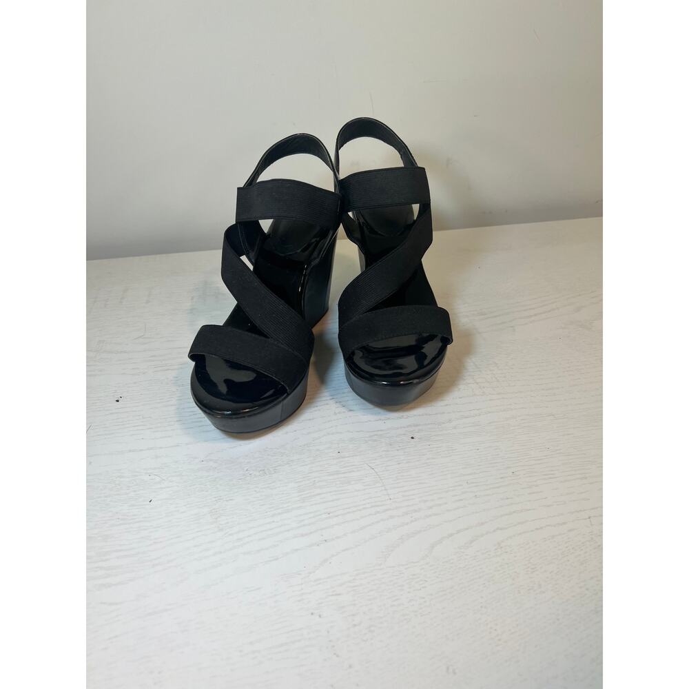 Charles By Charles David Pat Wedge Black Platform Strappy Sandal Women’s 6 - Picture 6 of 6
